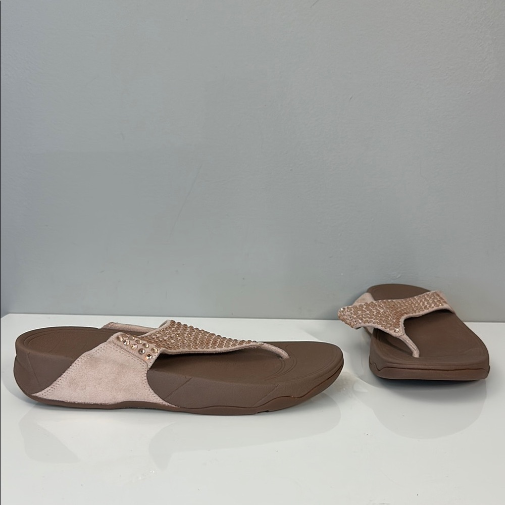 Fitflop Glitzie Pink Rhinestone Thong Comfort Sandals Size 9